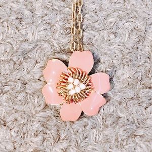 J Crew gold necklace with coral flower